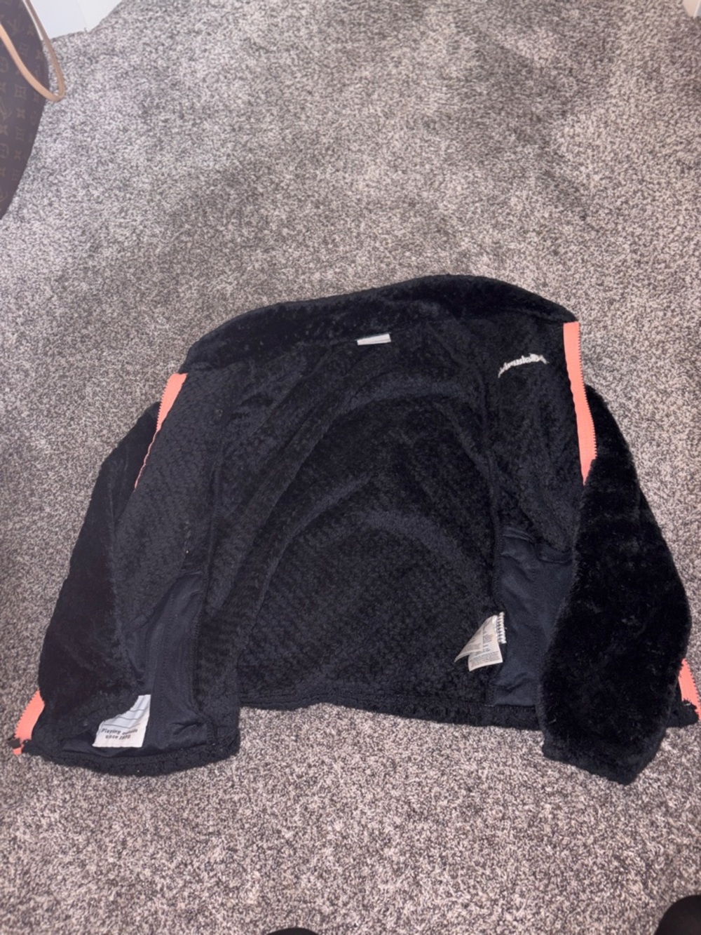 Columbia Black Sherpa Jacket with Coral Trim